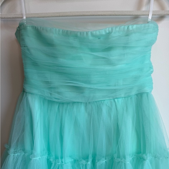 Lulu's Strapless Tulle Gown Maxi Dress in Teal Green - Picture 3 of 11